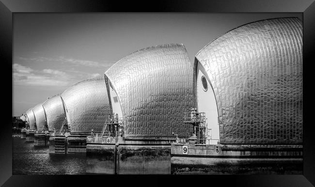 Thames Barrier (B&W) Framed Print by Mike Lanning