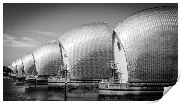 Thames Barrier (B&W) Print by Mike Lanning