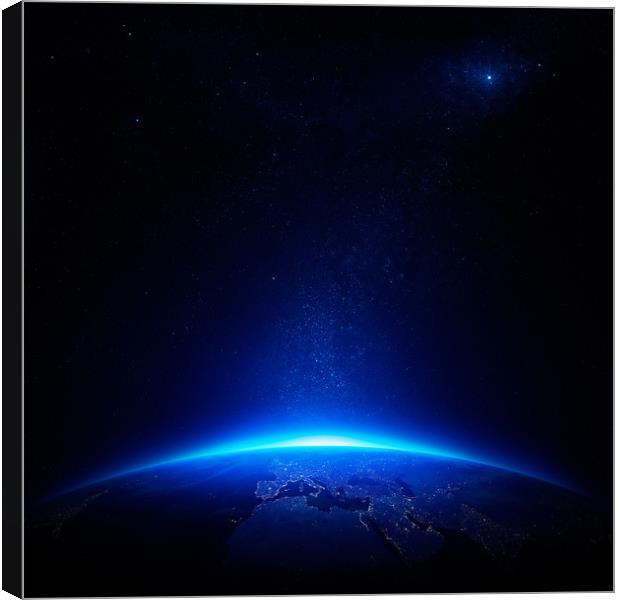 Earth at night with city lights Canvas Print by Johan Swanepoel