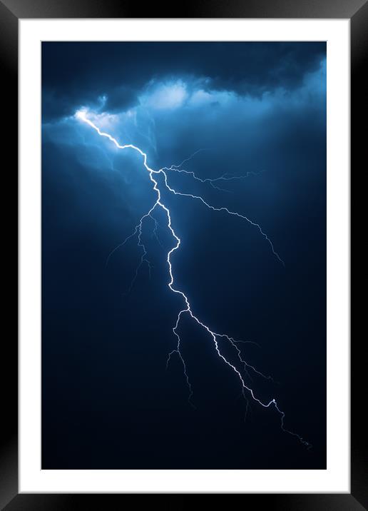 Lightning with dramatic cloudscape Framed Mounted Print by Johan Swanepoel