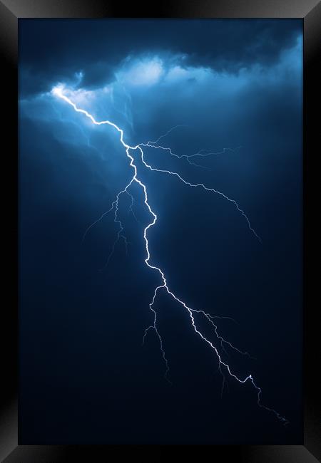 Lightning with dramatic cloudscape Framed Print by Johan Swanepoel