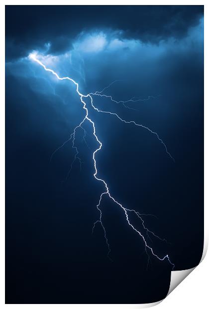 Lightning with dramatic cloudscape Print by Johan Swanepoel