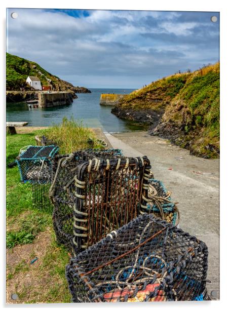 Porthgain Harbour Lobster Pots, Pembrokeshire, Wal Acrylic by Mark Llewellyn