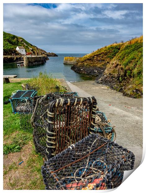 Porthgain Harbour Lobster Pots, Pembrokeshire, Wal Print by Mark Llewellyn