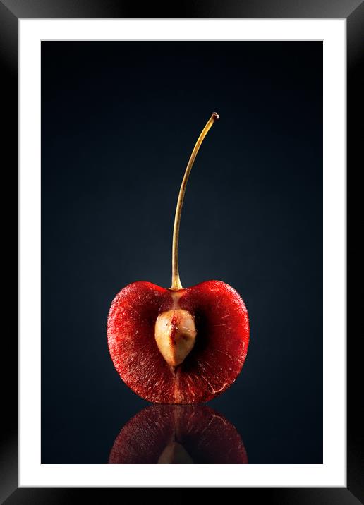 Red Cherry Still Life Framed Mounted Print by Johan Swanepoel