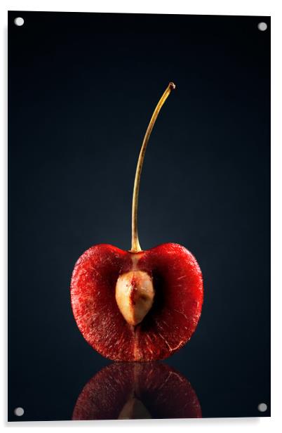 Red Cherry Still Life Acrylic by Johan Swanepoel