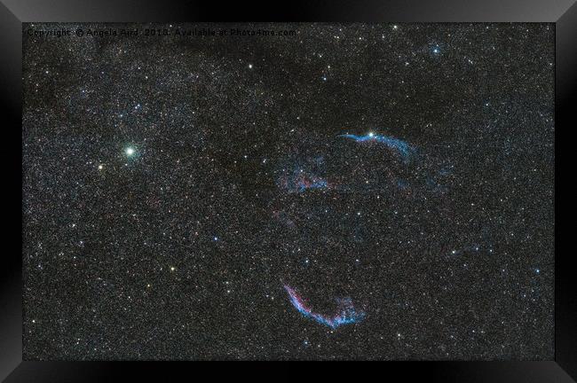 Veil Nebula. Framed Print by Angela Aird