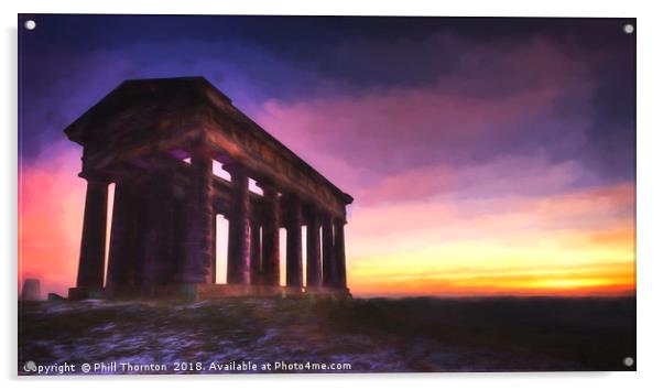 Impressionist Sunrise over Penshaw Monument No.2 Acrylic by Phill Thornton