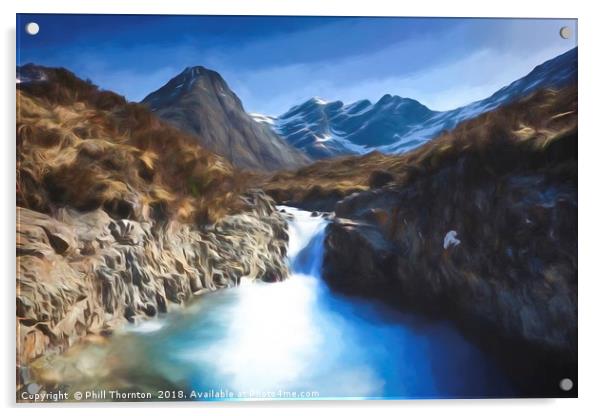 Fairy Pools, Isle of Skye digital painting no.2 Acrylic by Phill Thornton