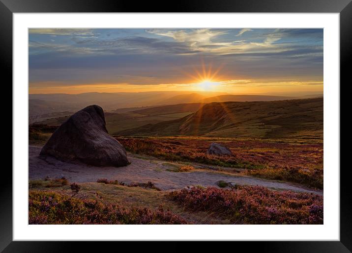 Higger Tor Sunset                                Framed Mounted Print by Darren Galpin