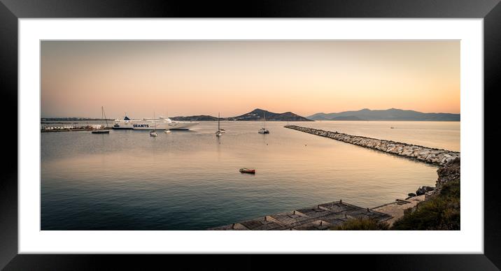 Docking at Naxos port Framed Mounted Print by Naylor's Photography