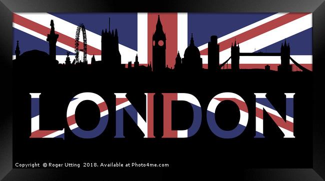 London Skyline union jack Framed Print by Roger Utting