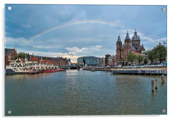 Rainbow over Amsterdam Acrylic by Valerie Paterson