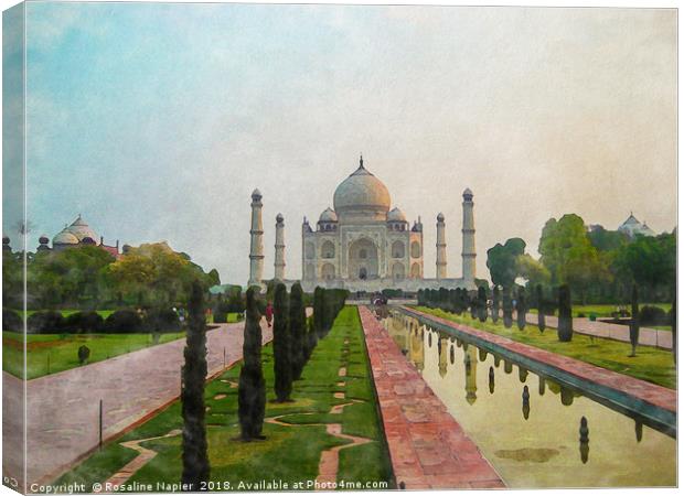 Taj Mahal Watercolour Canvas Print by Rosaline Napier