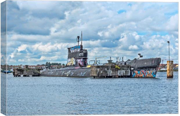 Russian Submarine in Amsterdam Canvas Print by Valerie Paterson