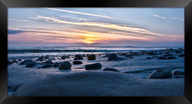 Sker Beach sunset                      Framed Print by jason jones