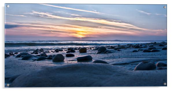 Sker Beach sunset                      Acrylic by jason jones