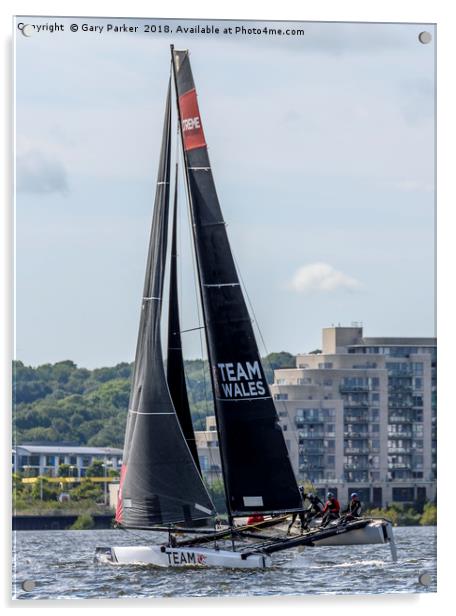 Extreme Sailing Series - Cardiff Bay - Team Wales Acrylic by Gary Parker