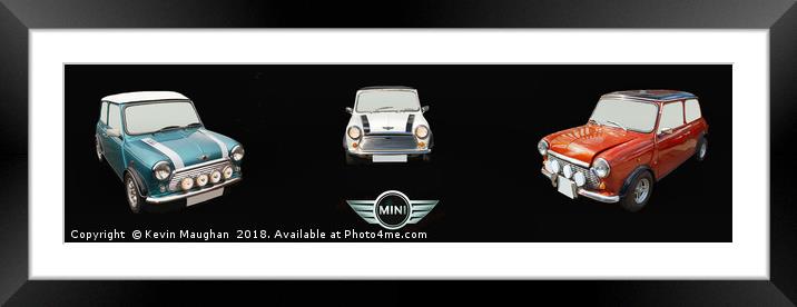 Three Classic Mini's Panoramic   Framed Mounted Print by Kevin Maughan