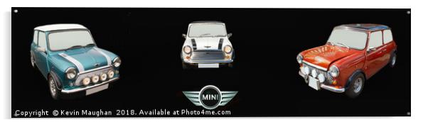 Three Classic Mini's Panoramic   Acrylic by Kevin Maughan