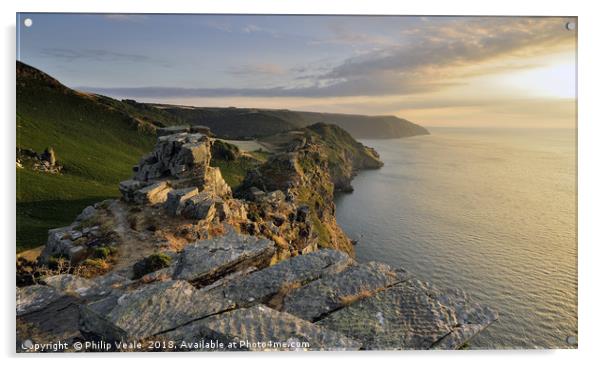 Valley of the Rocks Sunset, Lynton. Acrylic by Philip Veale