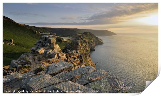 Valley of the Rocks Sunset, Lynton. Print by Philip Veale