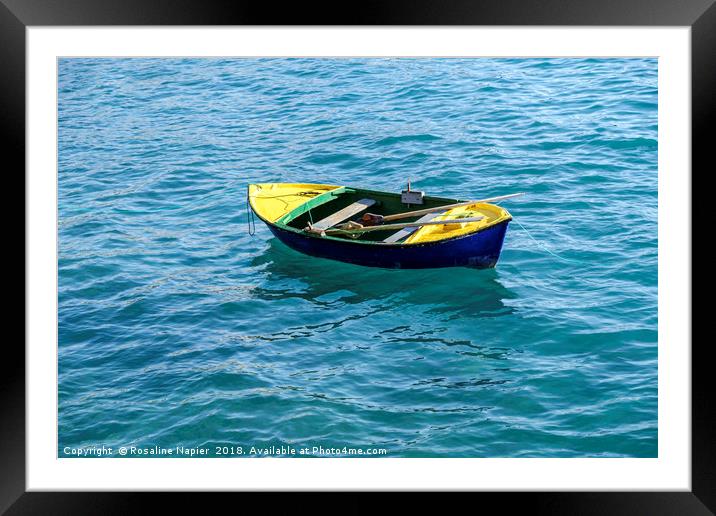 Small row boat Tenerife Framed Mounted Print by Rosaline Napier