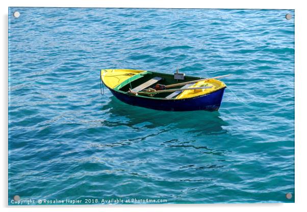 Small row boat Tenerife Acrylic by Rosaline Napier