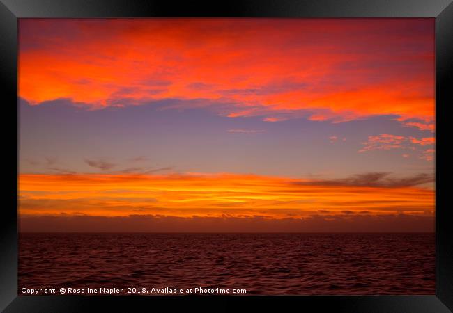 Sunset at sea in South Atlantic Ocean Framed Print by Rosaline Napier