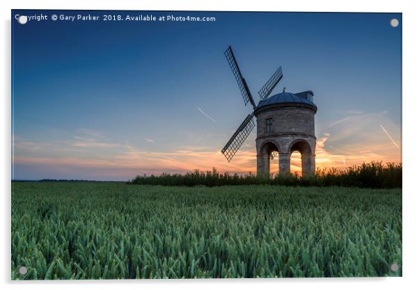 Chesterton Windmill at sunset Acrylic by Gary Parker
