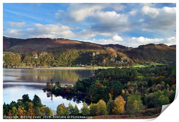 Derwent Water Early Autumn. Print by Philip Veale