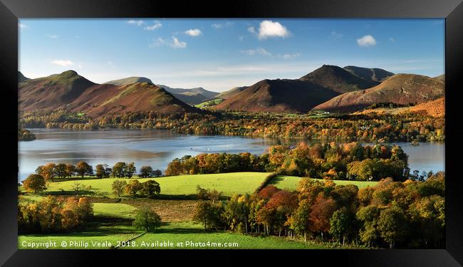 Derwent Water in Autumn Splendour. Framed Print by Philip Veale