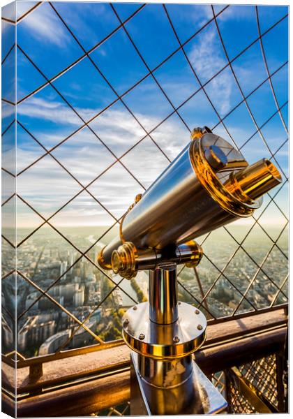 Eiffel Tower Telescope Canvas Print by Maggie McCall