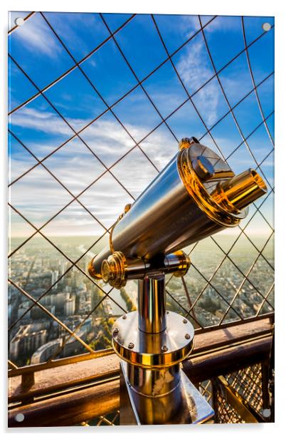 Eiffel Tower Telescope Acrylic by Maggie McCall