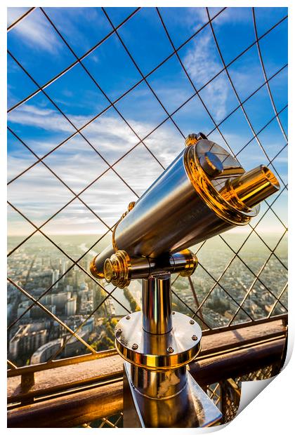 Eiffel Tower Telescope Print by Maggie McCall