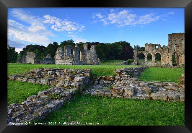 Easby Abbey Ruins on a Summer Evening. Framed Print by Philip Veale