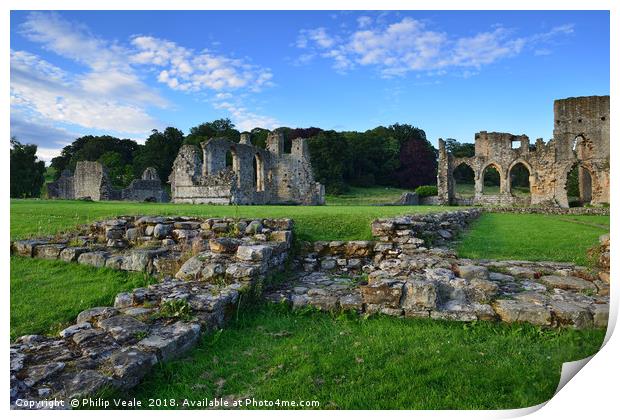 Easby Abbey Ruins on a Summer Evening. Print by Philip Veale