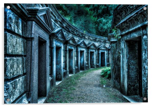 Circle of Lebanon Mausoleums,Highgate Cemetery Lon Acrylic by John B Walker LRPS