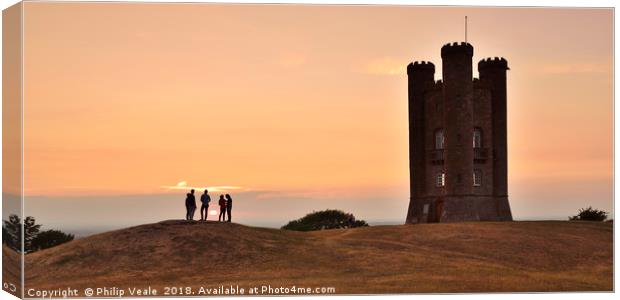 Broadway Tower, Cotswolds at Sunset. Canvas Print by Philip Veale