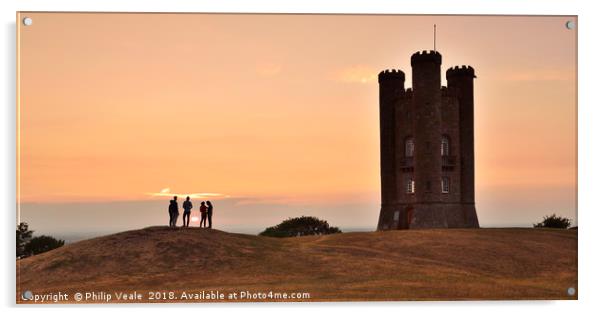 Broadway Tower, Cotswolds at Sunset. Acrylic by Philip Veale