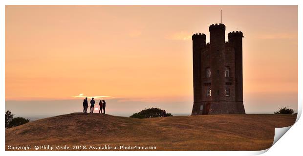 Broadway Tower, Cotswolds at Sunset. Print by Philip Veale