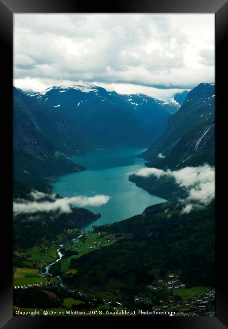 Loen and Lake Lovatnet, Norway Framed Print by Derek Whitton