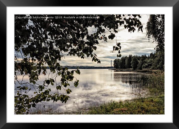 Power Plant Pipe Behind The Lake Framed Mounted Print by Jukka Heinovirta