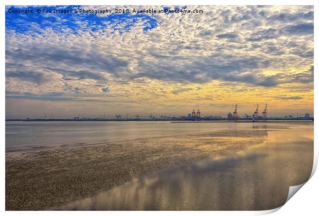 New brighton view of liverpool docks Print by Derrick Fox Lomax