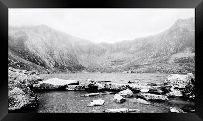 Welsh Misty Mountains Snowdonia Wales Framed Print by John Williams