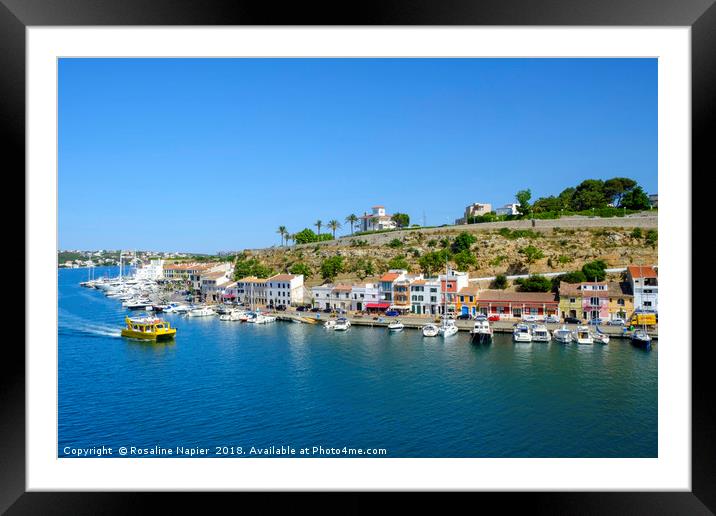 Porto Mahon seafront and boats Framed Mounted Print by Rosaline Napier
