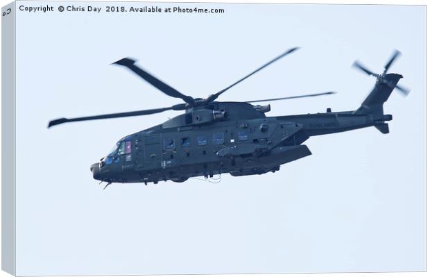 Royal Navy Merlin Mk3 helicopter  Canvas Print by Chris Day