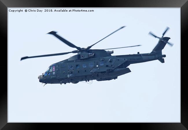 Royal Navy Merlin Mk3 helicopter  Framed Print by Chris Day