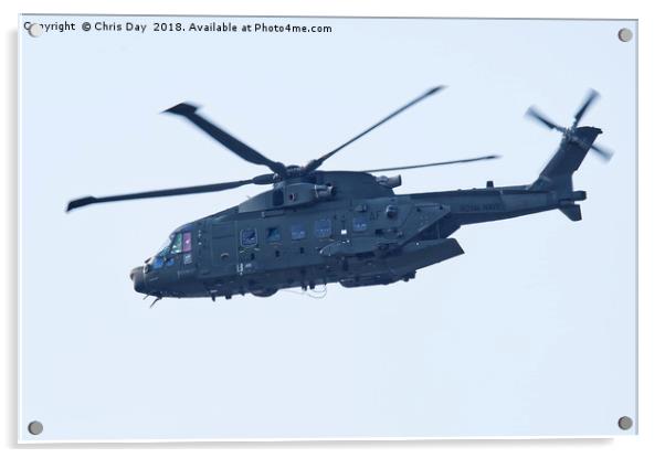 Royal Navy Merlin Mk3 helicopter  Acrylic by Chris Day