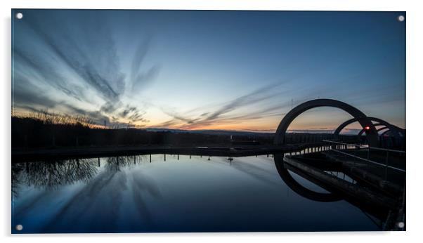 Sunset at Falkirk Wheel Acrylic by Garry Quinn